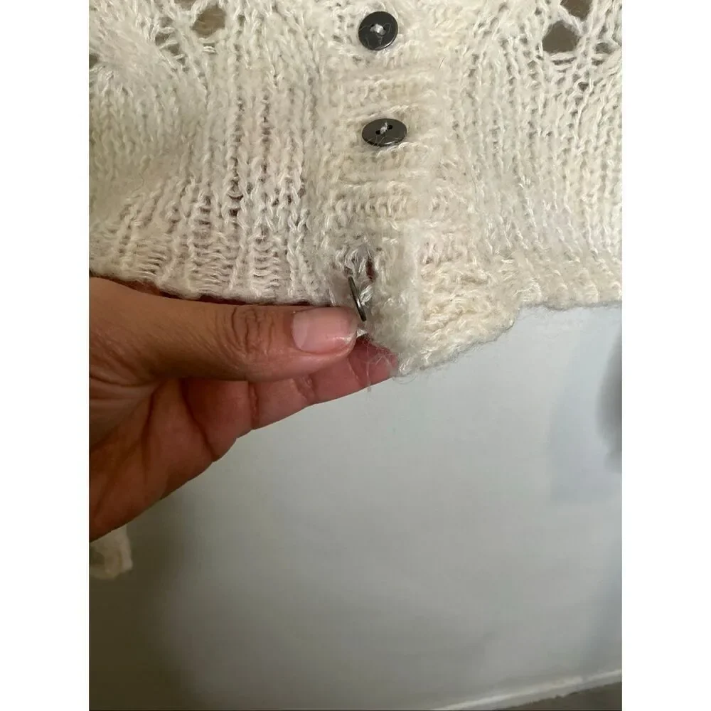 Free People Pointelle Cropped Cardigan
